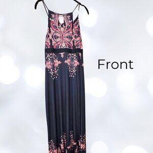 Navy Blue and Hot Pink Maxi Dress